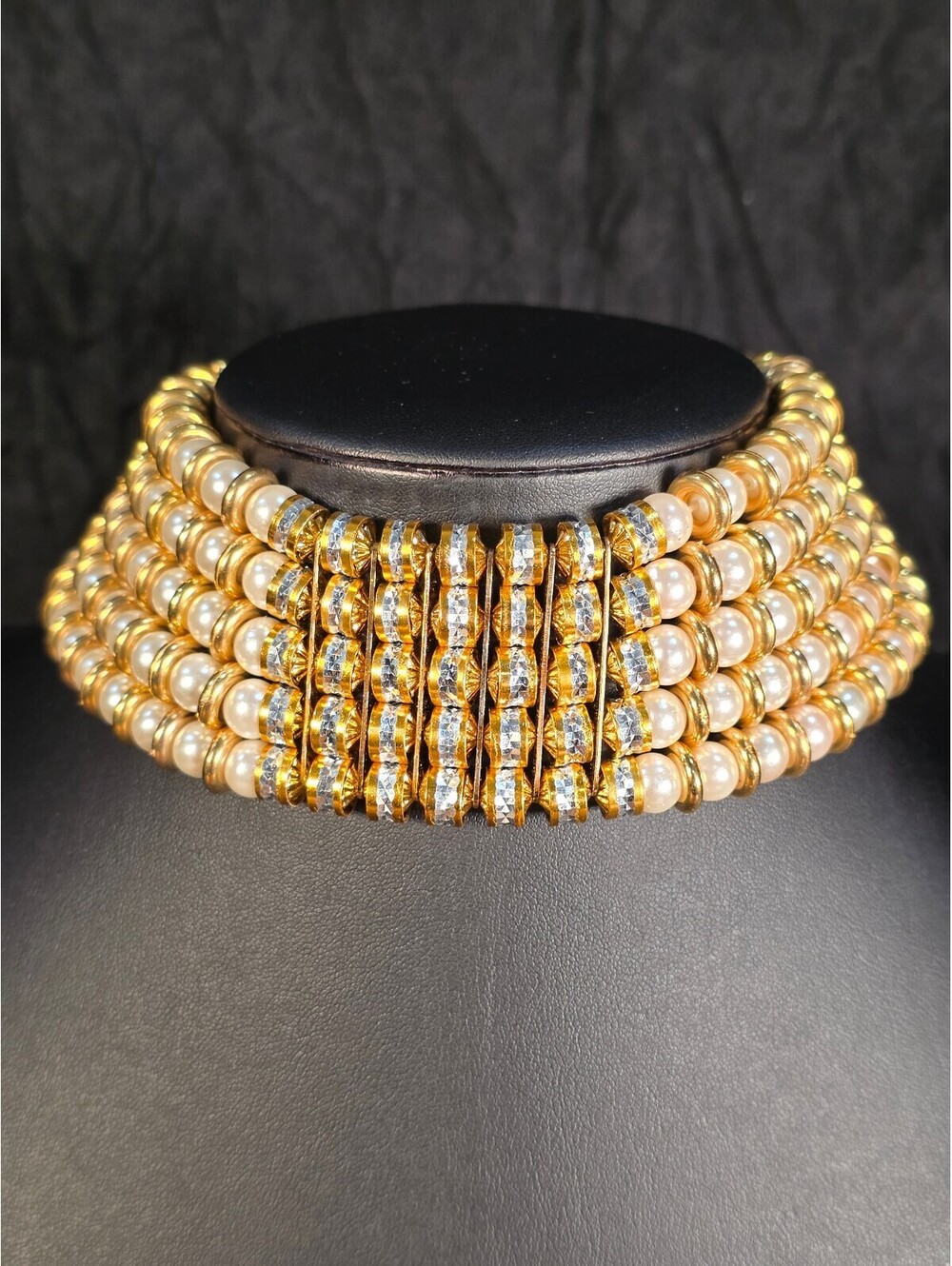 Rare Raoul Calabro Old Hollywood Gold & Pearl Necklace, Jackie Kennedy Designer